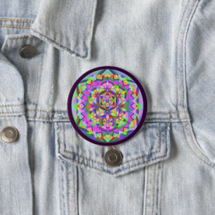 Chapa Redonda De 7 Cm Flor de arco iris de vida