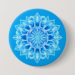 Chapa Redonda De 7 Cm Flor de Mandala Batik en Turquesa 