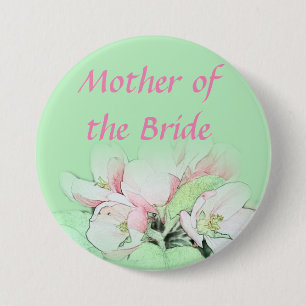 Chapa Redonda De 7 Cm flor de manzana rosa claro bonito madre de novia