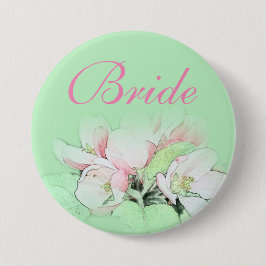 Chapa Redonda De 7 Cm flor de manzana rosa claro bonito novia, novio