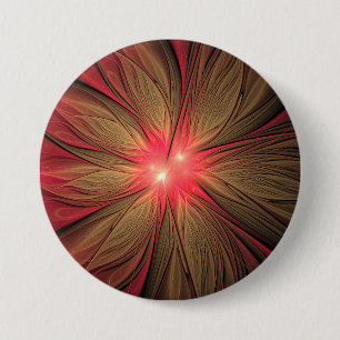 Chapa Redonda De 7 Cm Flor fractal de fanatismo rojo
