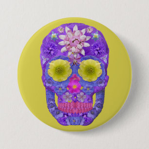 Chapa Redonda De 7 Cm Flor Skull 5
