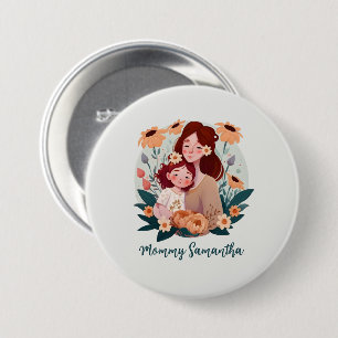 Chapa Redonda De 7 Cm Floral Mom y Daughter