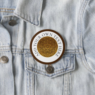 Chapa Redonda De 7 Cm FLORES DE LA VIDA - medalla de oro