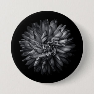Chapa Redonda De 7 Cm Flores De Patio Trasero En Blanco Y Negro 20