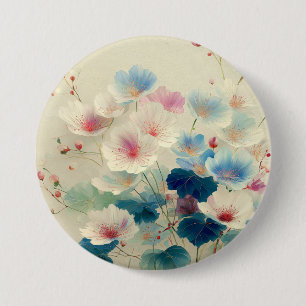 Chapa Redonda De 7 Cm Flores en Flor - Arte Botánico Suave en Pastel #1