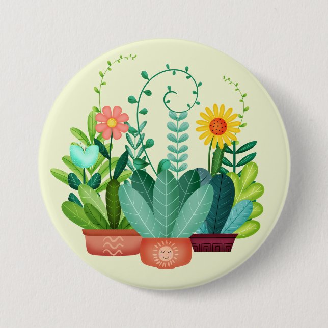 Chapa Redonda De 7 Cm Flores Felices (Anverso)