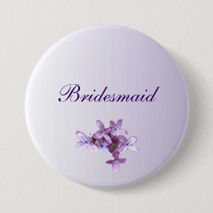 Chapa Redonda De 7 Cm Flores Florales de Lilac Boda Bridesmaid Pin