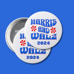 Chapa Redonda De 7 Cm Flores Harris y Walz Retro<br><div class="desc">Botón redondo de flores rojas Harris y Walz Retro. 2024 es editable.</div>