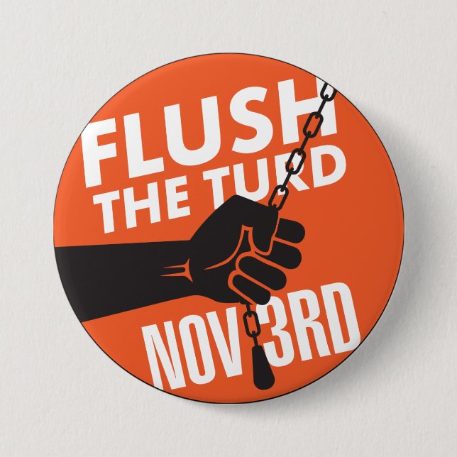 Chapa Redonda De 7 Cm Flush the T*** Button (Anverso)