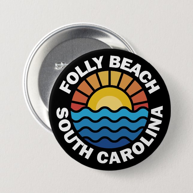 Chapa Redonda De 7 Cm Folly Beach, Carolina del Sur (Anverso y reverso)
