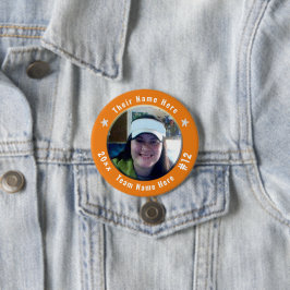 Chapa Redonda De 7 Cm Football or Any Athletic Sport Spirit Photo Orange