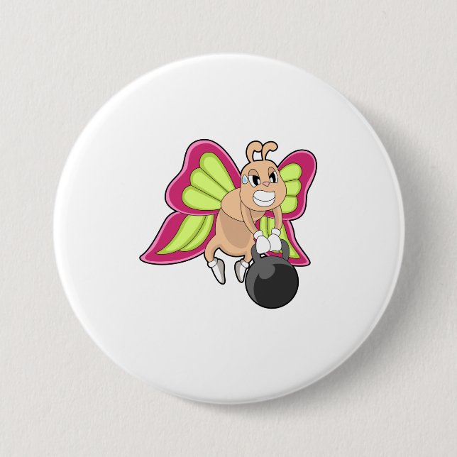 Chapa Redonda De 7 Cm Formación de fuerza de mariposa Dumbbell (Anverso)