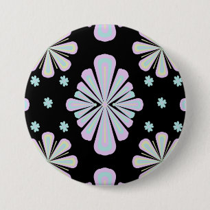 Chapa Redonda De 7 Cm Formas florales pastel sobre fondo negro