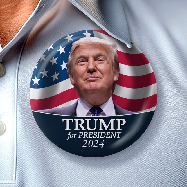 Chapa Redonda De 7 Cm Foto de Donald Trump - presidente 2024 (Trump Campaign Button - Perfect for the next election rally)