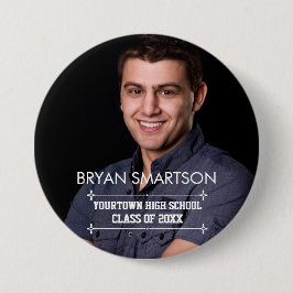 Chapa Redonda De 7 Cm Foto de familia y invitado de la ceremonia de grad