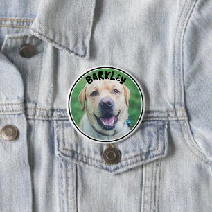 Chapa Redonda De 7 Cm Foto de perro y texto personalizado
