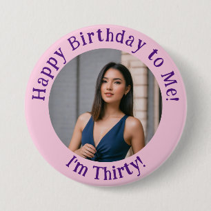 Chapa Redonda De 7 Cm Foto personalizada de cumpleaños, tarjeta de image