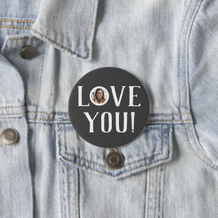 Chapa Redonda De 7 Cm Foto personalizada de Valentines Couple Heart Pers