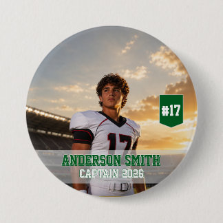 Chapa Redonda De 7 Cm Foto personalizada del capitán de fútbol MVP 2026