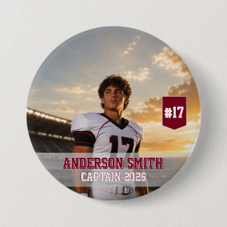 Chapa Redonda De 7 Cm Foto personalizada del capitán de fútbol MVP 2026