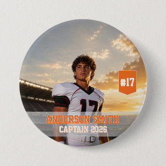 Chapa Redonda De 7 Cm Foto personalizada del capitán de fútbol MVP 2026