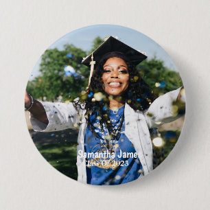 Chapa Redonda De 7 Cm Foto y nombre de graduación personalizados