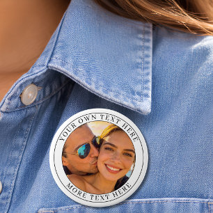 Chapa Redonda De 7 Cm Foto y texto personalizados