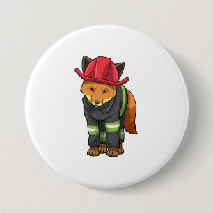 Chapa Redonda De 7 Cm Fox como bombero con casco