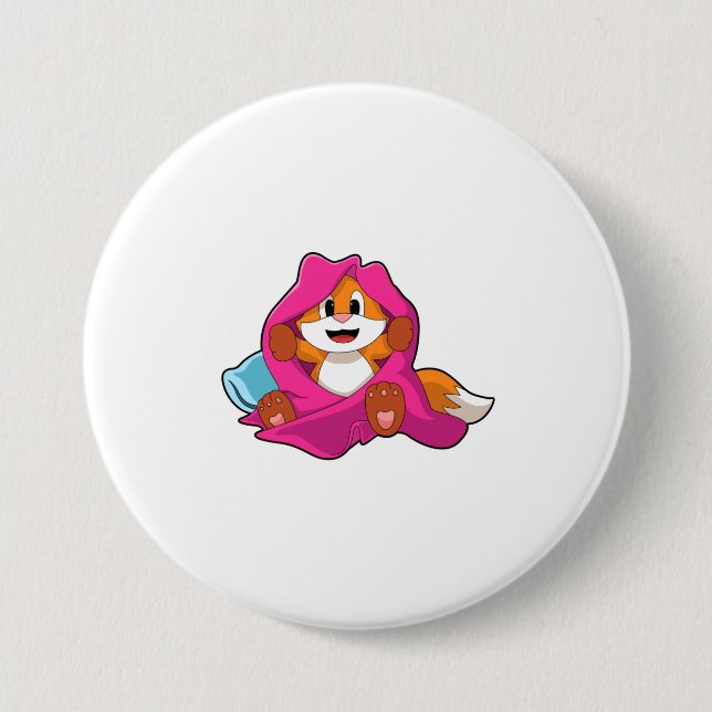 Chapa Redonda De 7 Cm Fox con almohada y manta (Anverso)