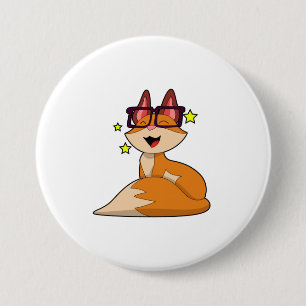 Chapa Redonda De 7 Cm Fox con gafas