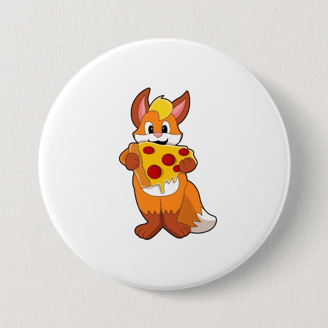 Chapa Redonda De 7 Cm Fox con pizza (Anverso)