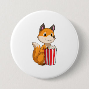 Chapa Redonda De 7 Cm Fox con Popcorn
