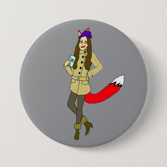 Chapa Redonda De 7 Cm Foxgirl (Anverso)