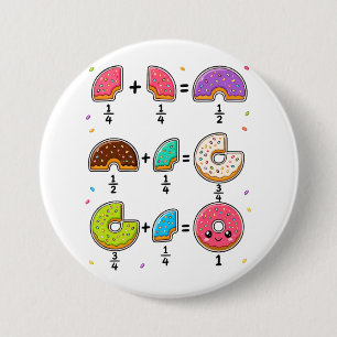 Chapa Redonda De 7 Cm Fracciones de Donut Humor de Aprendizaje de Matemá