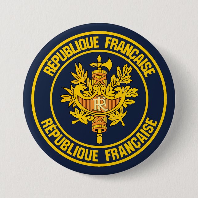 Chapa Redonda De 7 Cm Francia redonda Emblem (Anverso)