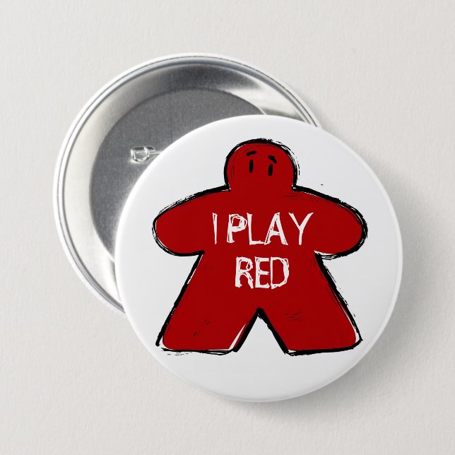 Chapa Redonda De 7 Cm Frase divertida Grunge Red Meeple Board Gamer (Anverso y reverso)