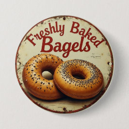 Chapa Redonda De 7 Cm Freshly Baked Bagels Vintage Metal Wall Art Sign