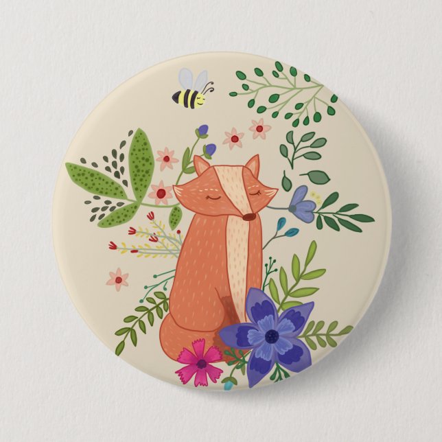 Chapa Redonda De 7 Cm Fuchs im Wald (Anverso)