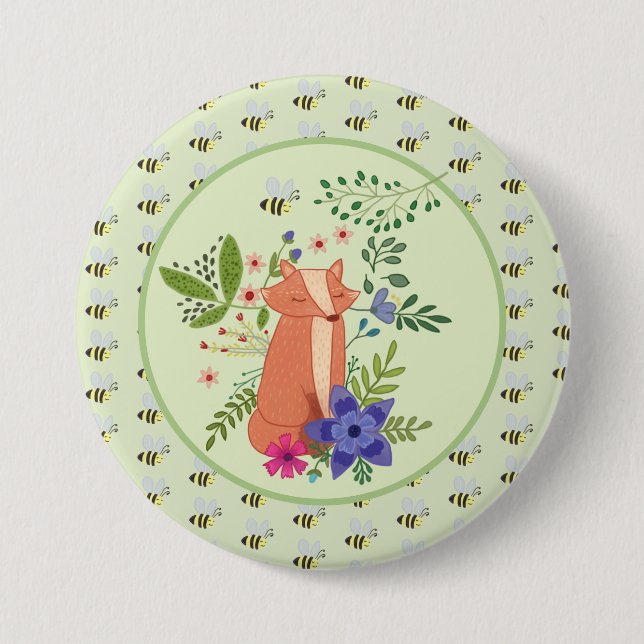 Chapa Redonda De 7 Cm Fuchs im Wald Button (Anverso)