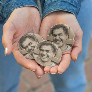 Chapa Redonda De 7 Cm Funeral personalizado   Cumpleaños   Foto familiar