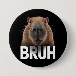 Chapa Redonda De 7 Cm Funny Capybara Bruh