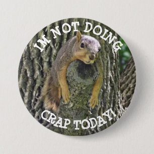 Chapa Redonda De 7 Cm Funny Lazy Squirrel Napping in Tree Button