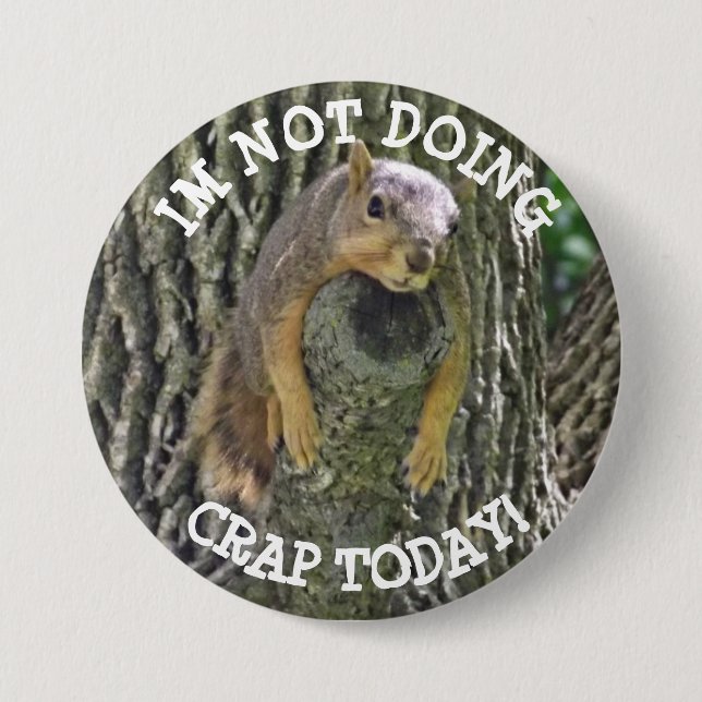 Chapa Redonda De 7 Cm Funny Lazy Squirrel Napping in Tree Button (Anverso)