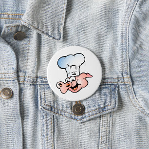 Chapa Redonda De 7 Cm Funny Personalizado Pig Chef con Gorra