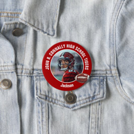 Chapa Redonda De 7 Cm Fútbol para jugadores de la Escuela Secundaria Roj