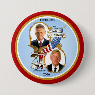 Chapa Redonda De 7 Cm Gary Johnson para el presidente