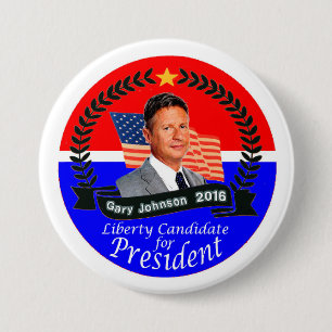 Chapa Redonda De 7 Cm Gary Johnson para el presidente 2016