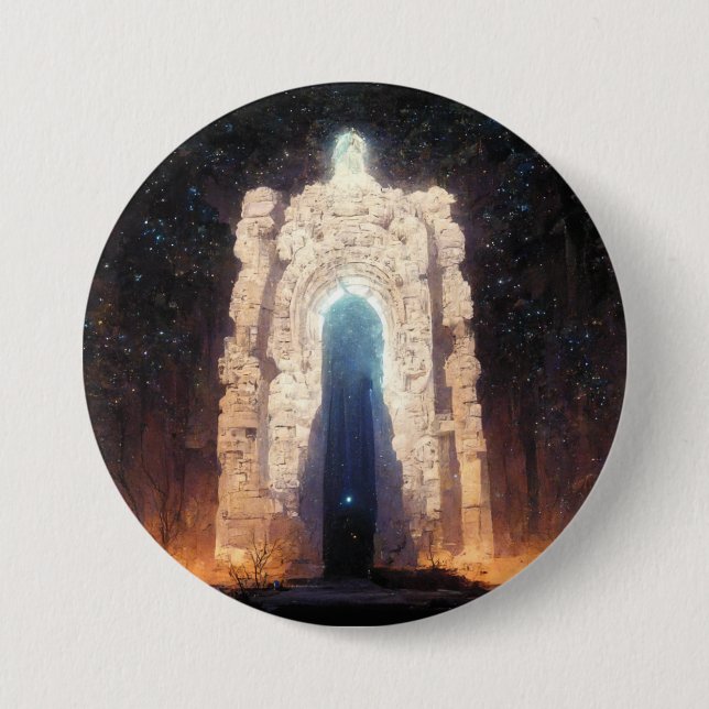 Chapa Redonda De 7 Cm Gate To Eternity Fantasy Sci-Fi Art (Anverso)