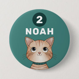 Chapa Redonda De 7 Cm Gatito con edad y nombre personalizados